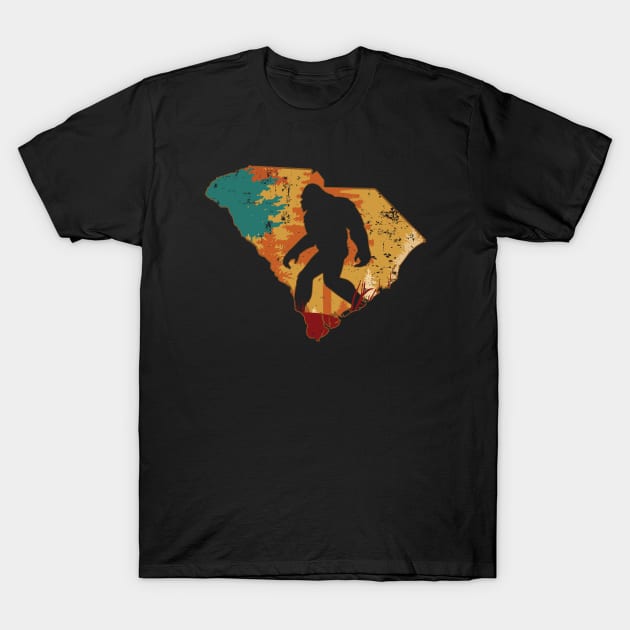 Bigfoot Retro Vintage Sasquatch South Carolina T-Shirt by ryanjaycruz